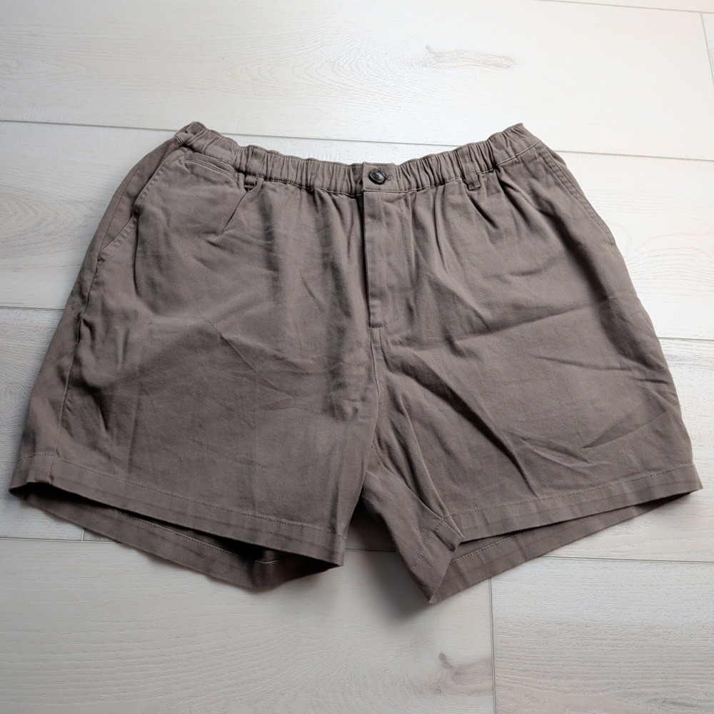 Cove USA Chino Shorts Mens 38 Brown Shorts Elastic Waist 5" Cotton Stretch
